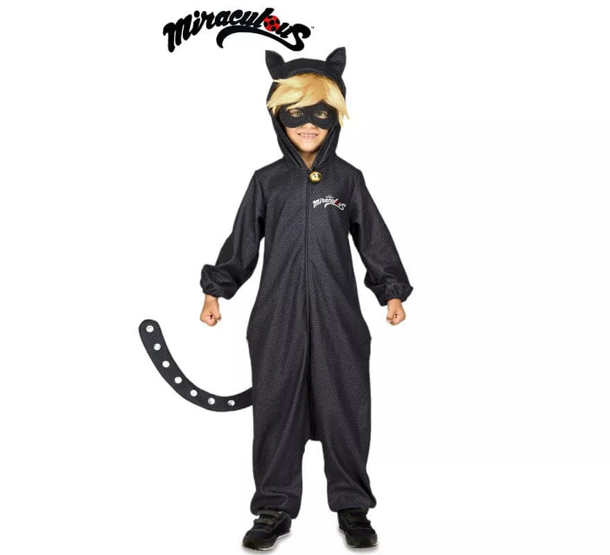 Disfraz de Cat Noir Pijama de Miraculous Ladybug con peluca para niño