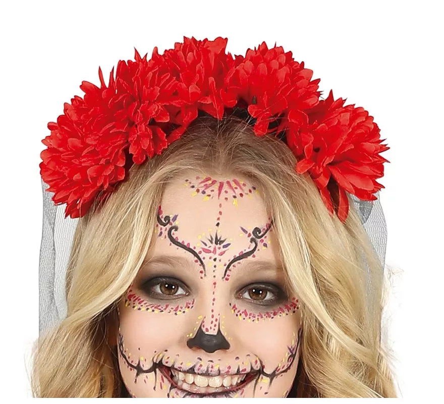 Translation missing: es.Disfraz de Catrina con falda larga estampada para niña