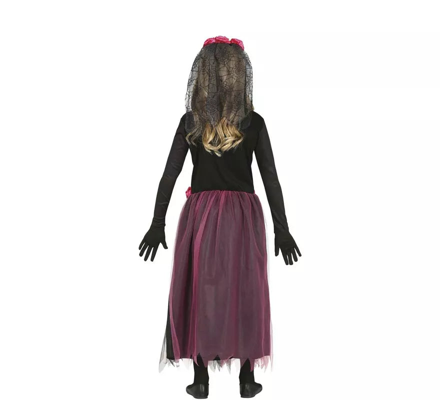 Translation missing: es.Disfraz de Catrina con Falda Rosas en Tul para niña