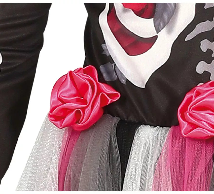 Translation missing: es.Disfraz de Catrina con Falda Rosas en Tul para niña