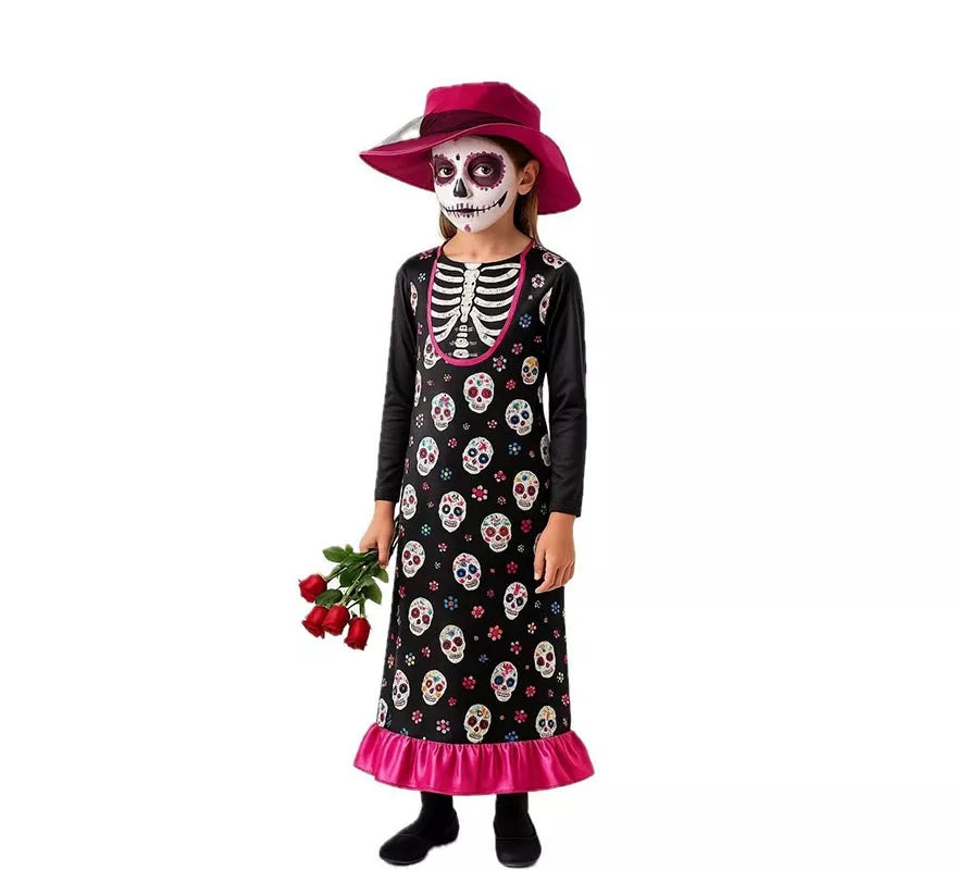 Translation missing: es.Disfraz de Catrina con Sombrero para niña
