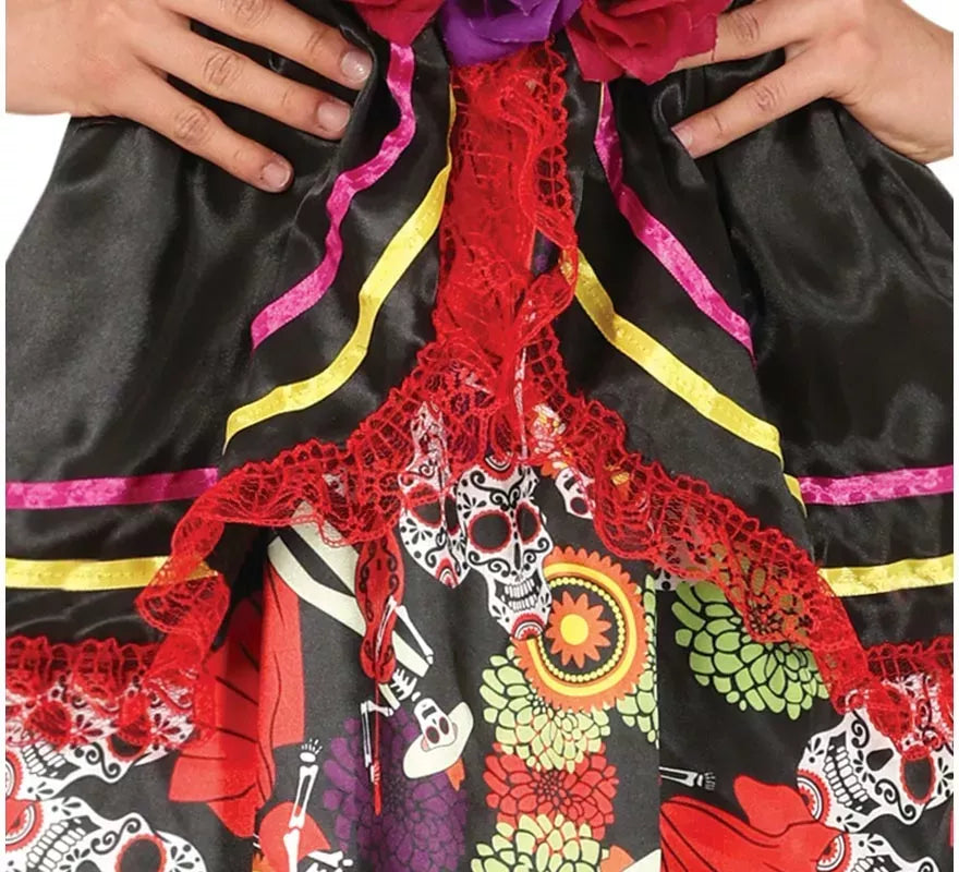 Translation missing: es.Disfraz de Catrina con vestido estampado para mujer