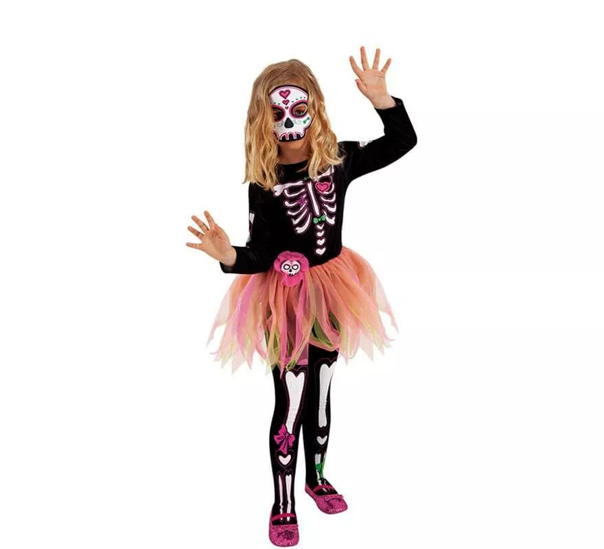 Translation missing: es.Disfraz de Catrina Rosa con Tutú para niña