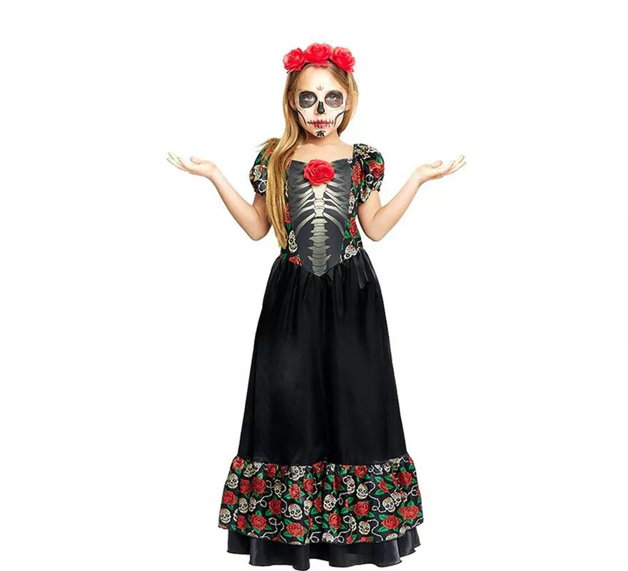 Translation missing: es.Disfraz de Catrina Vestido largo negro para niña