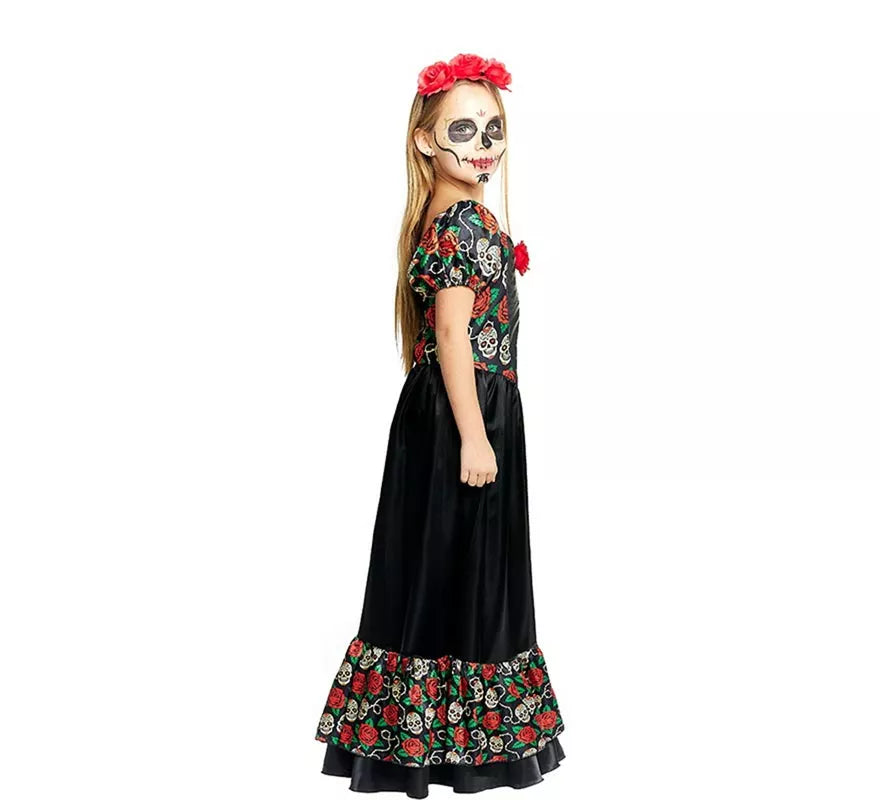 Translation missing: es.Disfraz de Catrina Vestido largo negro para niña