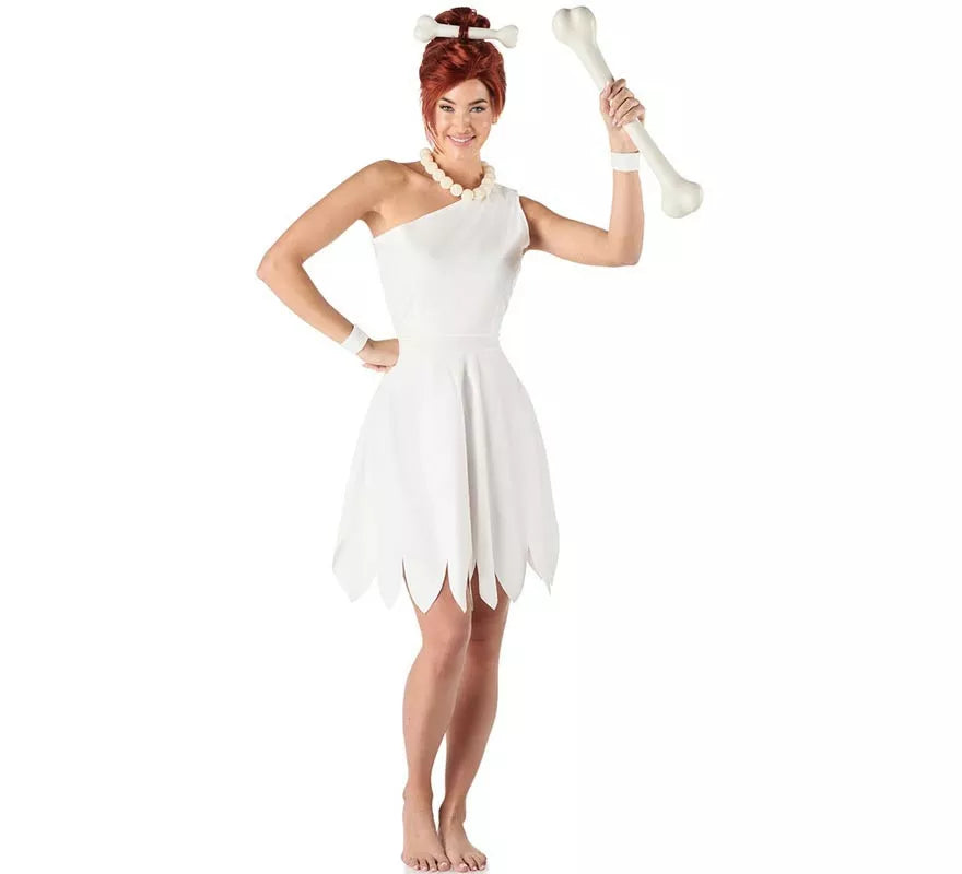 Translation missing: es.Disfraz de Cavernícola blanco elegante para mujer