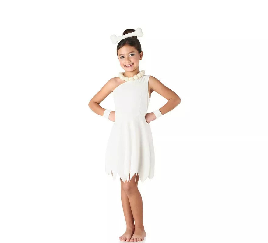 Translation missing: es.Disfraz de Cavernícola blanco elegante para niña