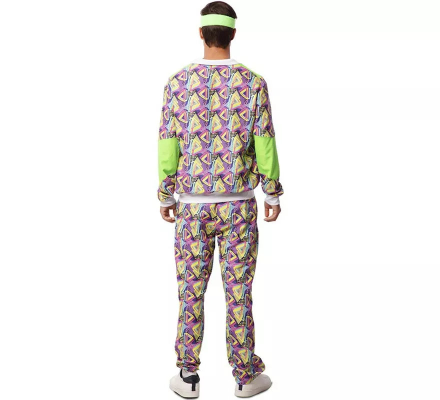 Translation missing: es.Disfraz de Chándal años 90 verde estampado para hombre