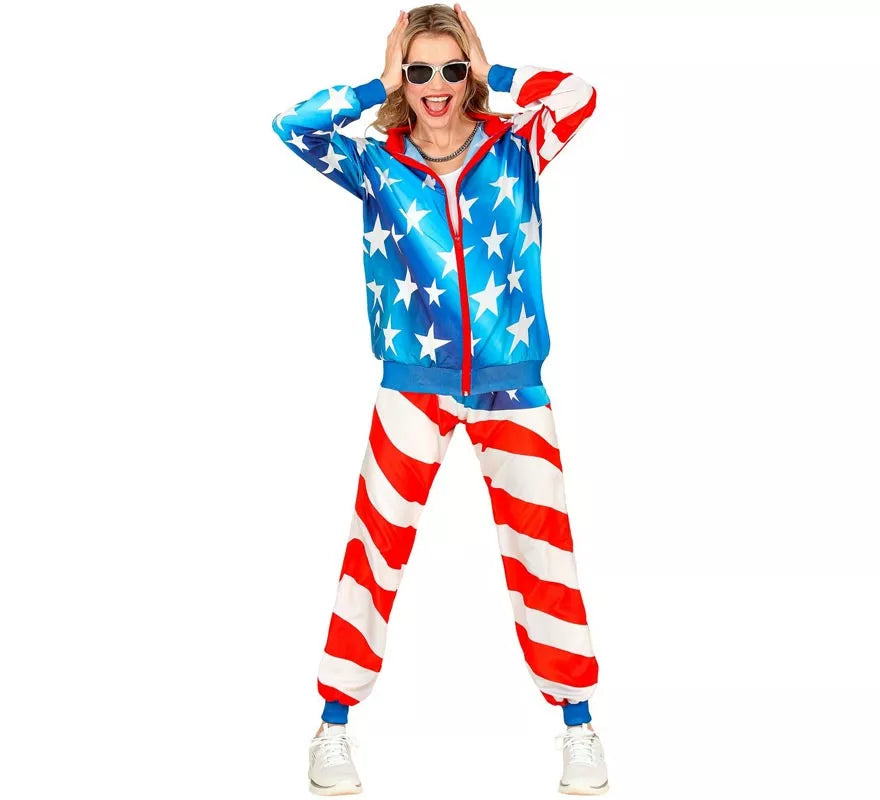 Disfraz de Chándal Party Fashion USA neón para adulto