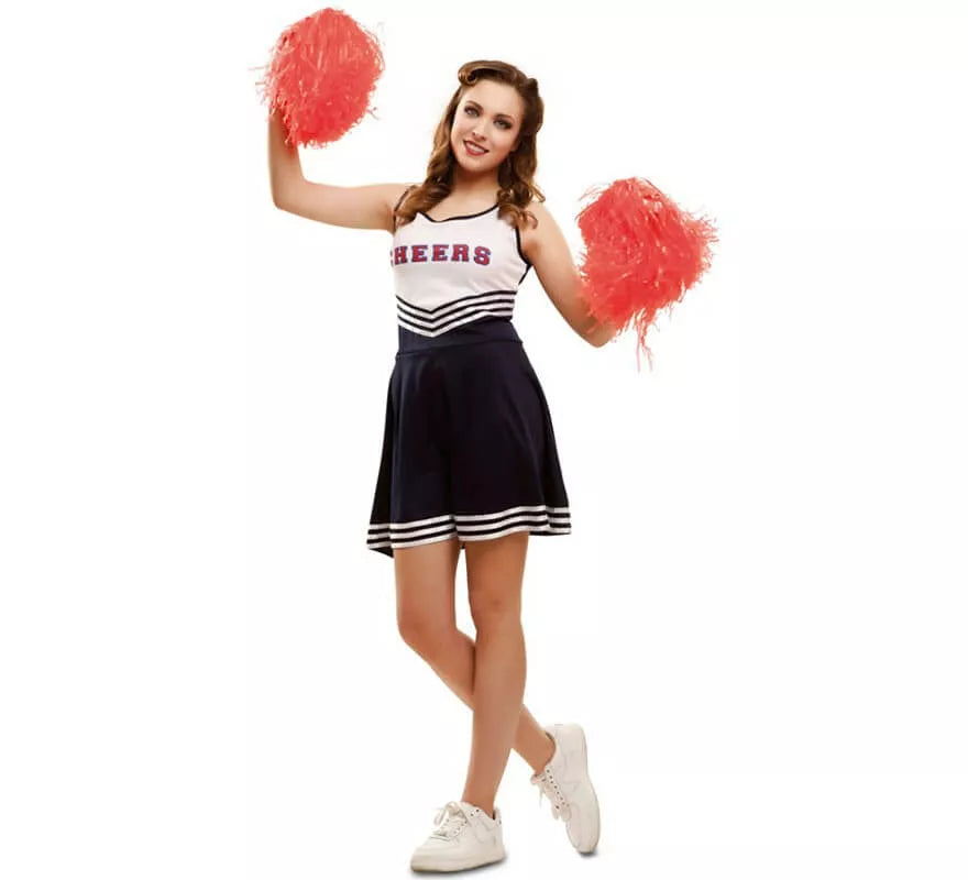 Translation missing: es.Disfraz de Cheerleader blanco y azul para mujer