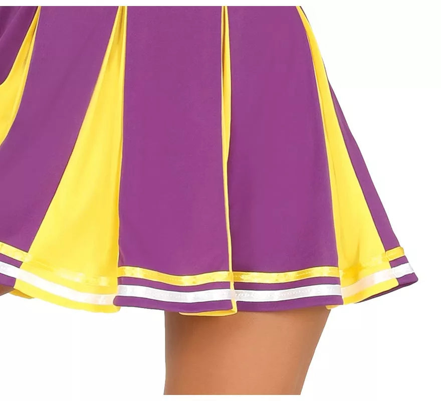 Translation missing: es.Disfraz de Cheerleader USA morado y amarillo para mujer