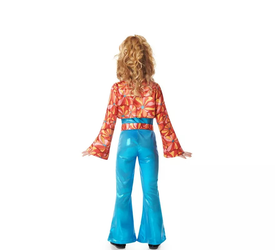 Translation missing: es.Disfraz de Chica Disco azul Años 70 para niña
