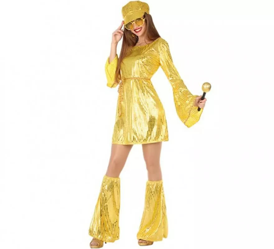 Translation missing: es.Disfraz de Chica Disco Dorado para mujer