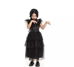 Disfraz de Chica Gótica en vestido negro para niña y adolescente
