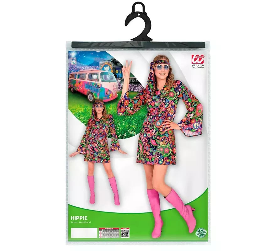 Translation missing: es.Disfraz de Chica Hippie en vestido psicodélico para mujer
