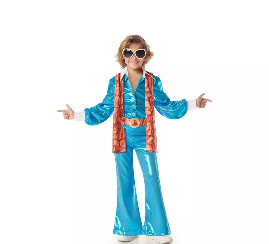 Translation missing: es.Disfraz de Chico Disco azul Años 70 para niño