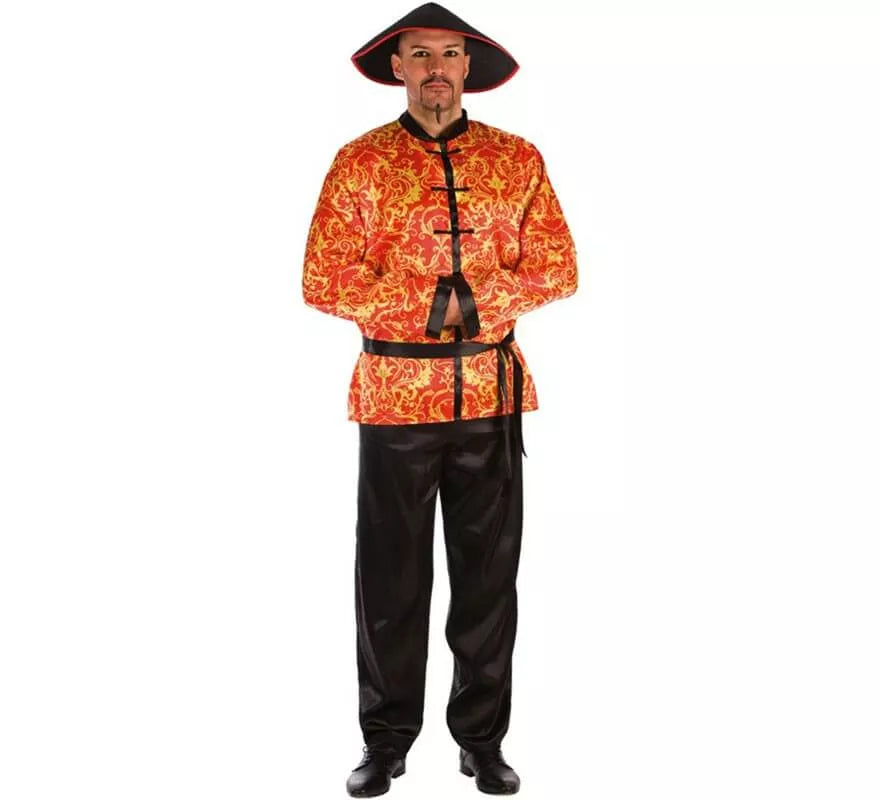 Translation missing: es.Disfraz de Chino Rojo con Estampado para hombre