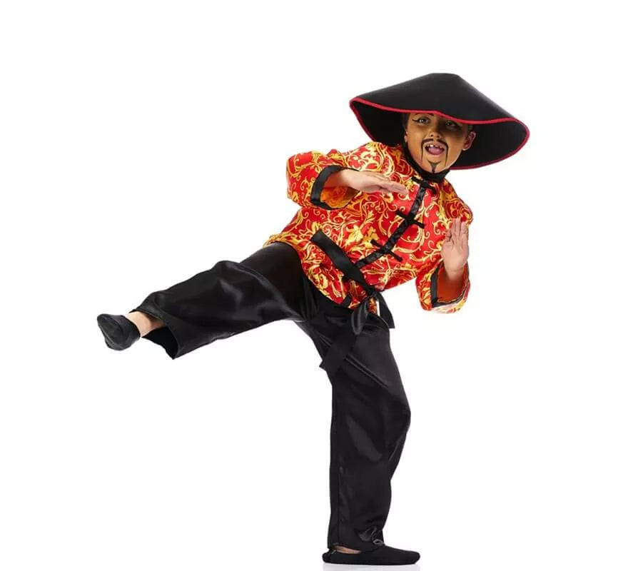 Translation missing: es.Disfraz de Chino Rojo con Estampado para niño