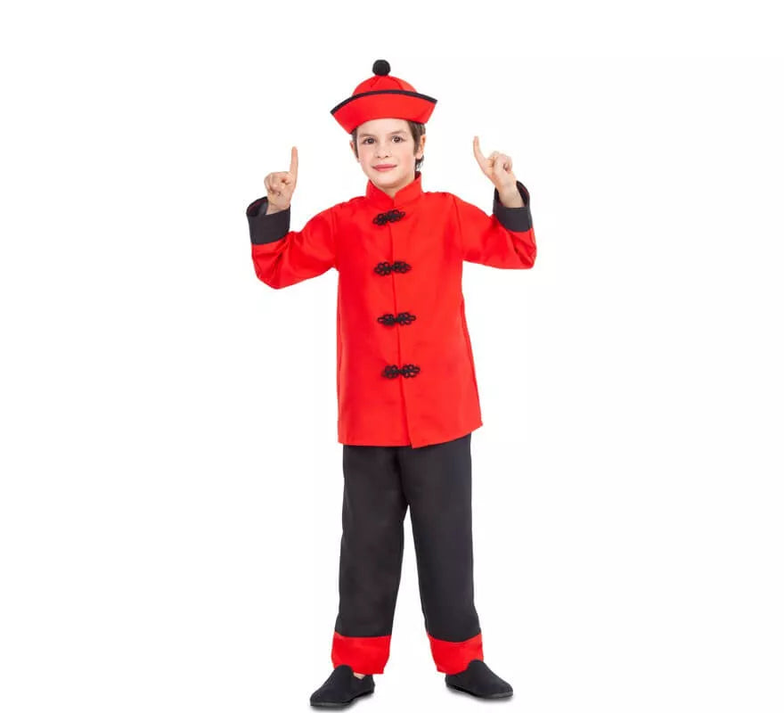 Translation missing: es.Disfraz de Chino Rojo y Negro para niño