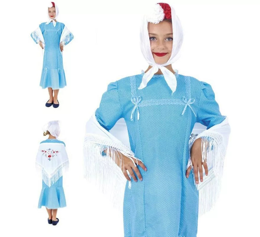 Translation missing: es.Disfraz de Chulapa azul para niña