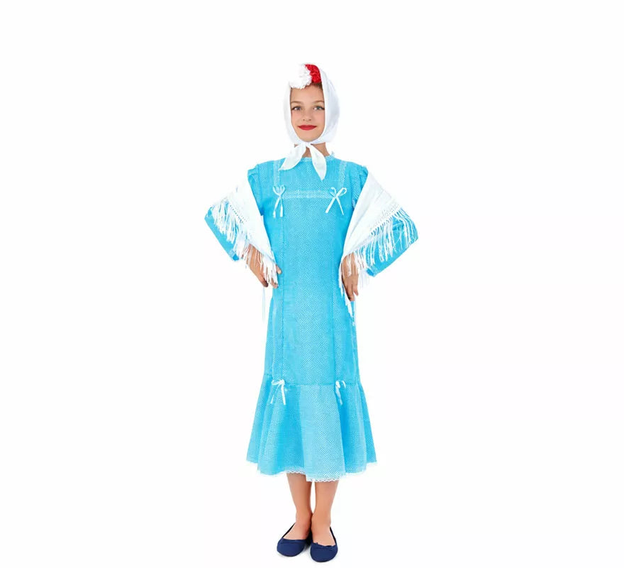 Disfraz de Chulapa azul para niña