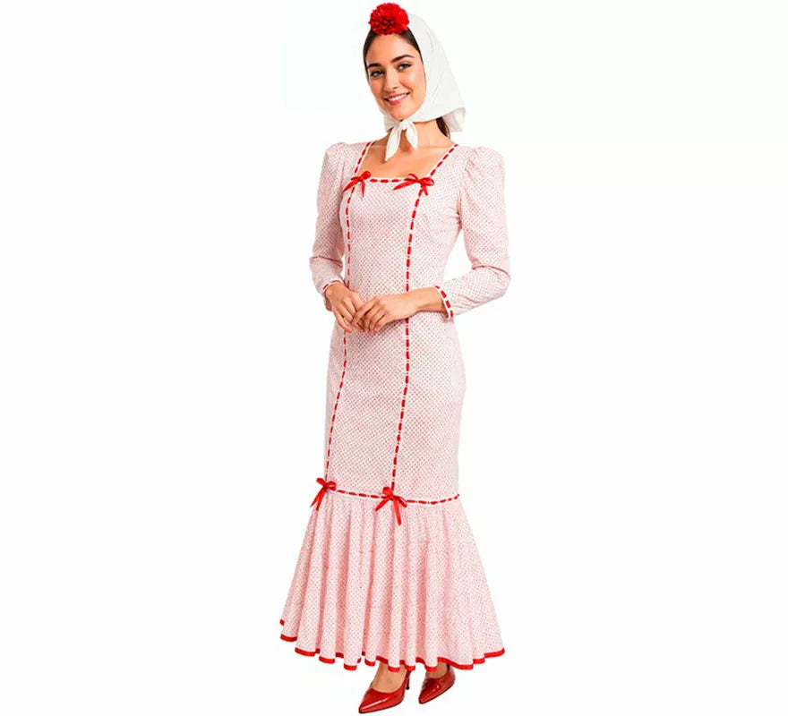 Translation missing: es.Disfraz de Chulapa Clásico blanco y rojo para mujer