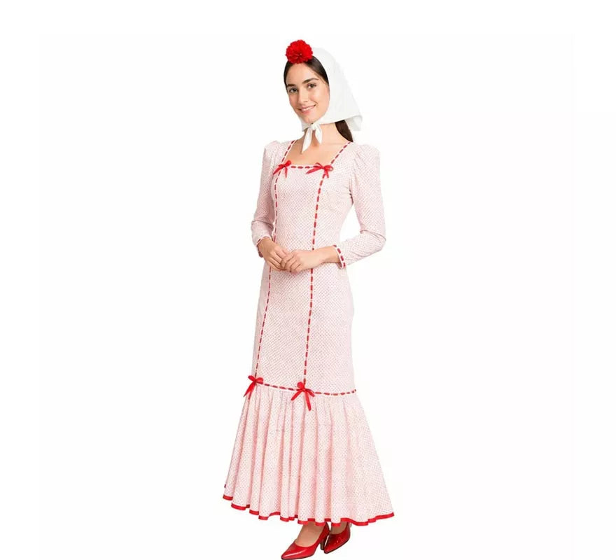 Translation missing: es.Disfraz de Chulapa Clásico blanco y rojo para mujer
