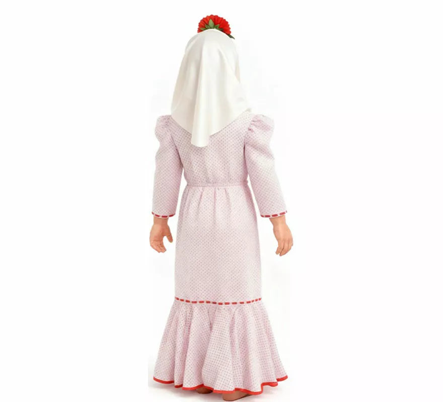 Translation missing: es.Disfraz de Chulapa Clásico blanco y rojo para niña