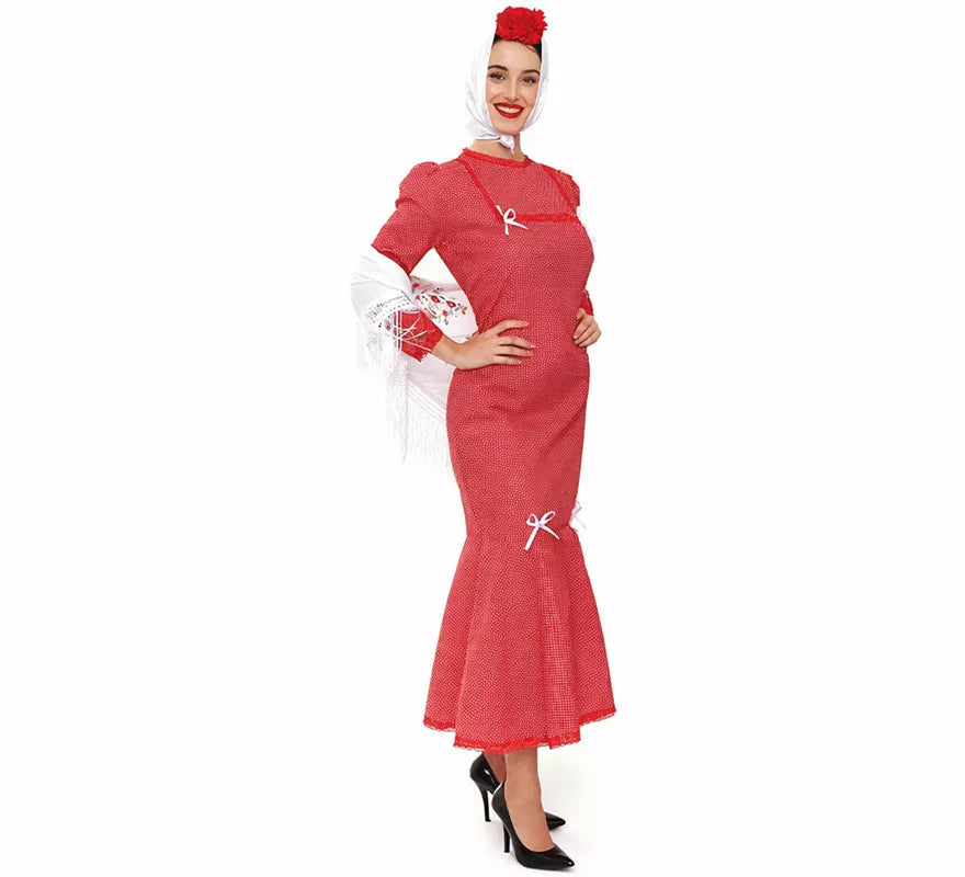 Disfraz de Chulapa rojo para mujer