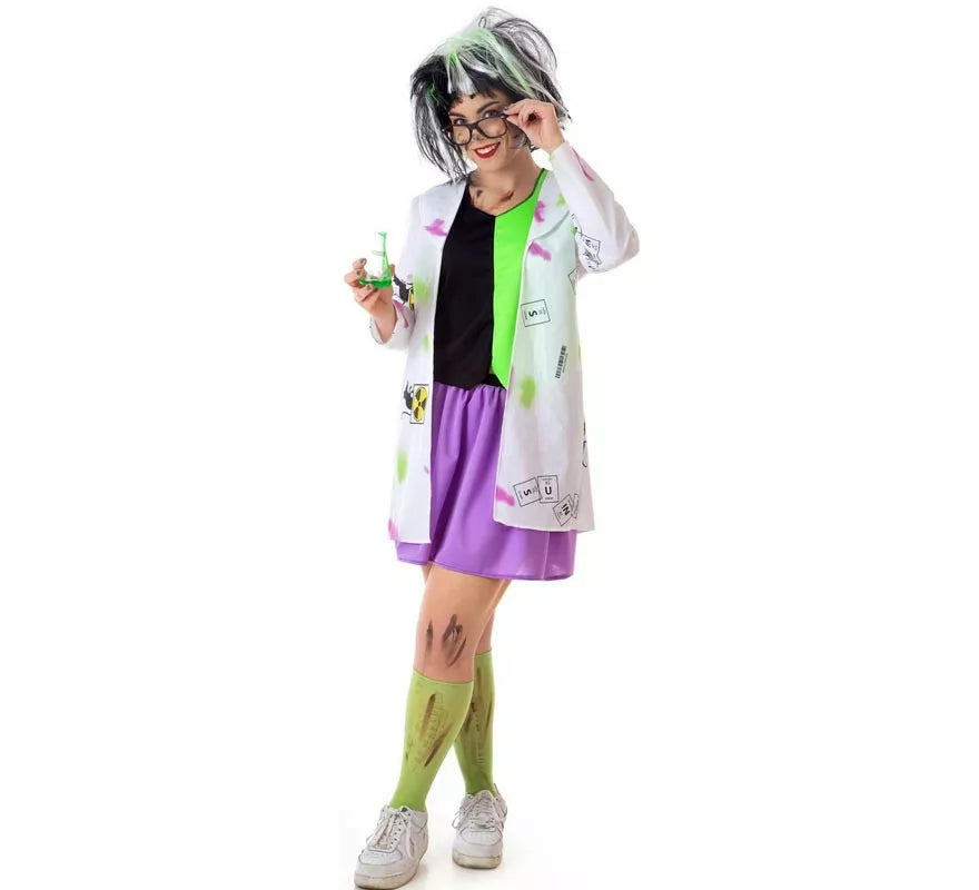 Translation missing: es.Disfraz de Científica Loca blanco y verde para mujer