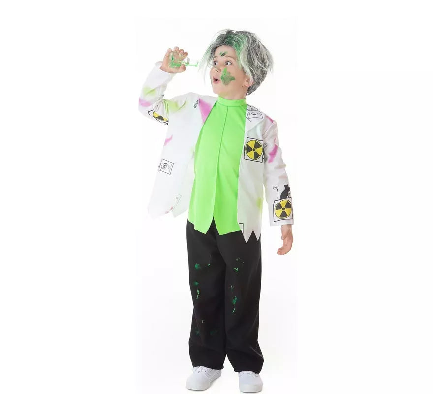 Translation missing: es.Disfraz de Científico Loco blanco y verde para niño