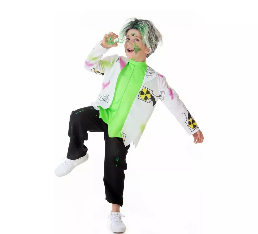 Translation missing: es.Disfraz de Científico Loco blanco y verde para niño