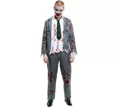 Disfraz de Colegial Zombie gris con chaqueta para hombre
