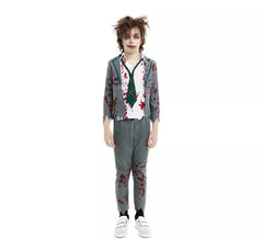 Disfraz de Colegial Zombie gris con chaqueta para niño