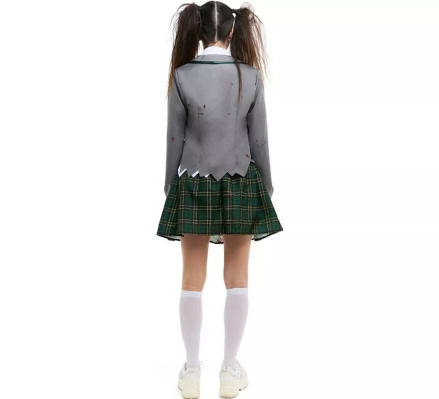 Translation missing: es.Disfraz de Colegiala Zombie gris con chaqueta para mujer