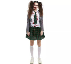 Disfraz de Colegiala Zombie gris con chaqueta para mujer