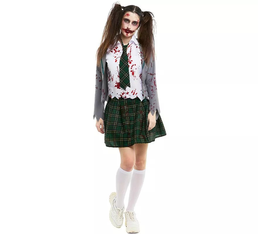 Translation missing: es.Disfraz de Colegiala Zombie gris con chaqueta para mujer