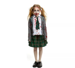 Disfraz de Colegiala Zombie gris con chaqueta para niña y adolescente