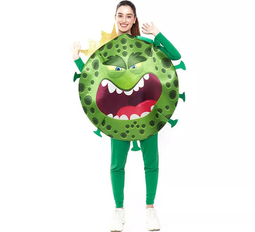 Translation missing: es.Disfraz de Coronavirus verde con Corona para adulto