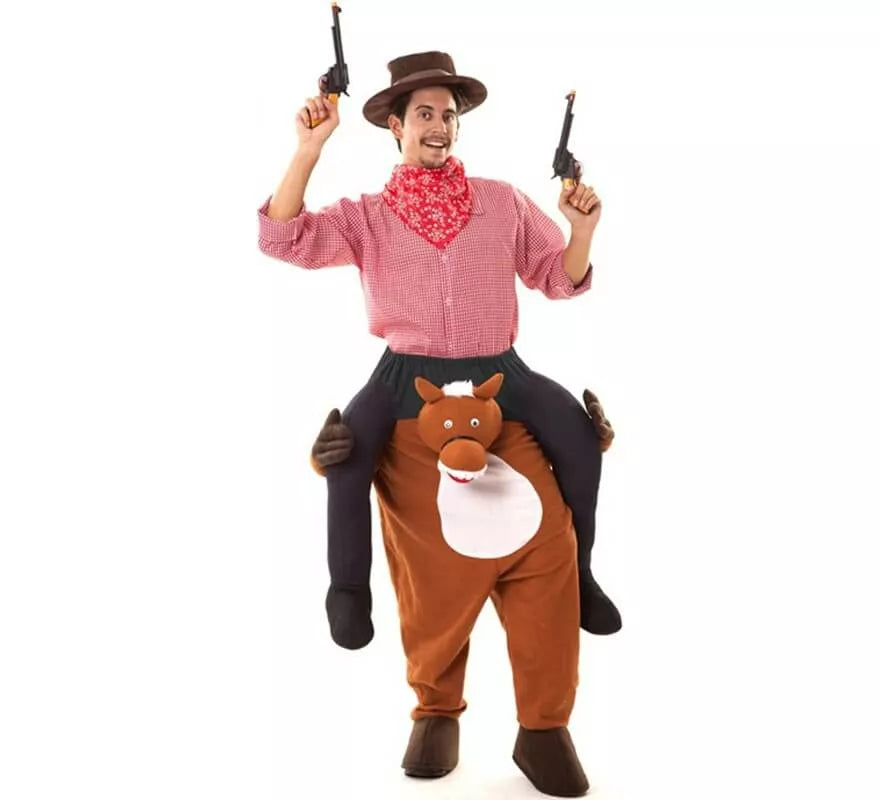 Translation missing: es.Disfraz de Cowboy a hombros de Caballo para adultos