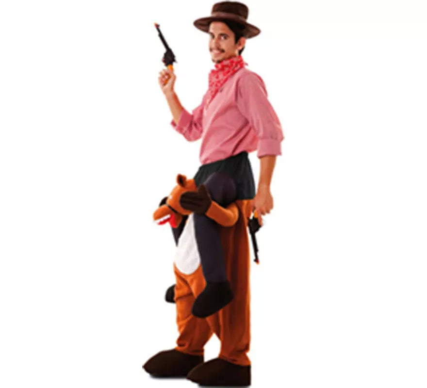 Translation missing: es.Disfraz de Cowboy a hombros de Caballo para adultos