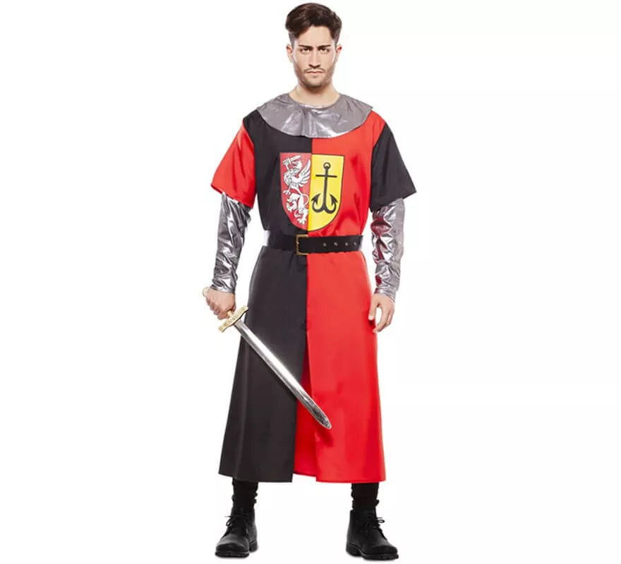 Translation missing: es.Disfraz de Cruzado Medieval Rojo y Negro para hombre