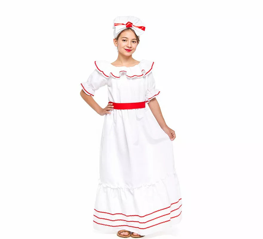 Translation missing: es.Disfraz de Cubana blanco para niña