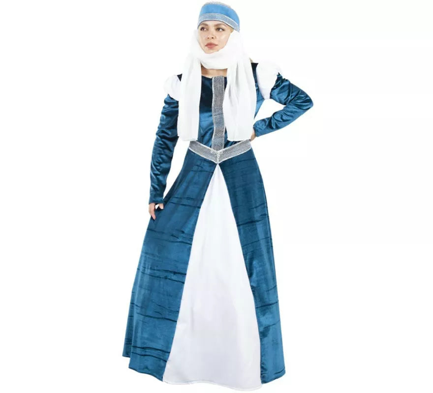 Translation missing: es.Disfraz de Dama de la Corte azul y blanco para mujer