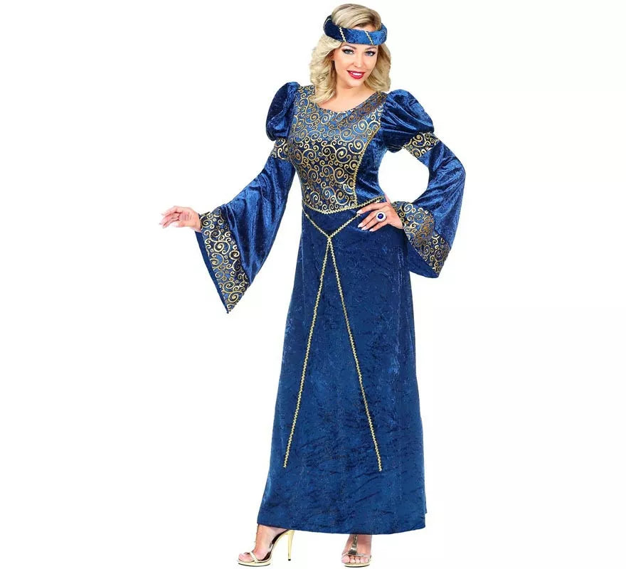 Translation missing: es.Disfraz de Dama del Renacimiento azul y dorado para mujer