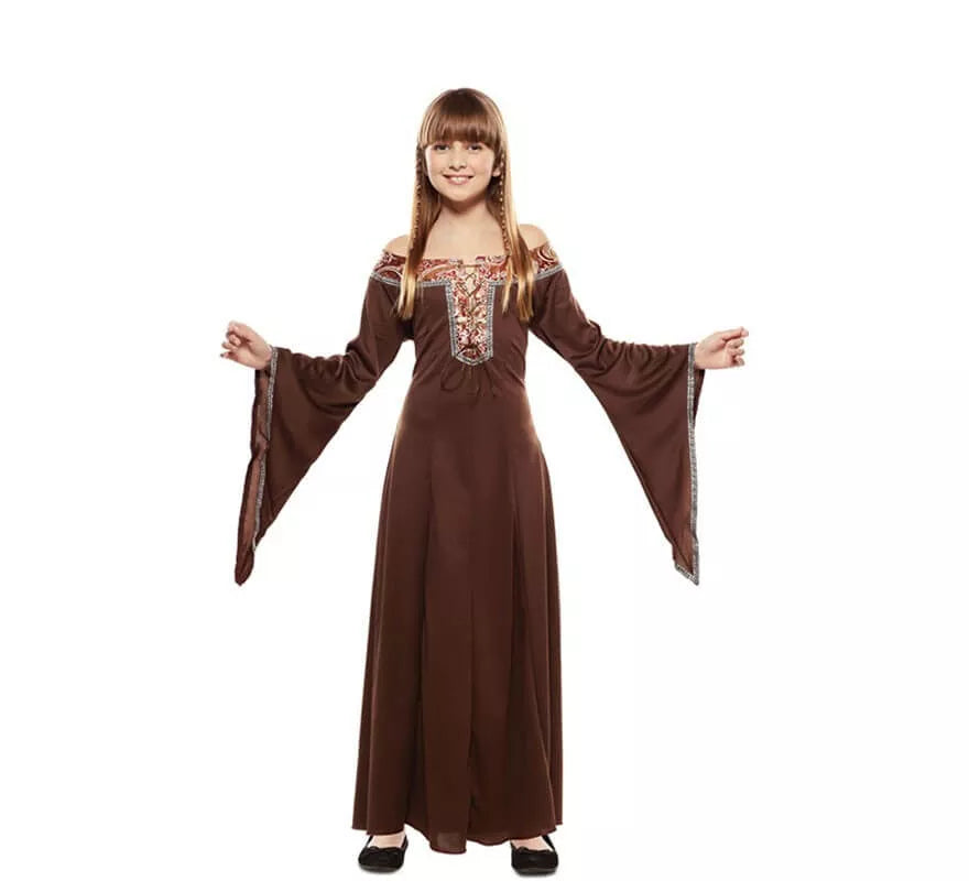Translation missing: es.Disfraz de Dama Medieval Marrón para niña