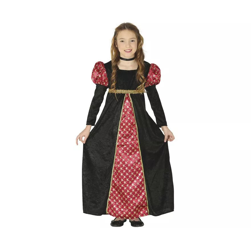 Translation missing: es.Disfraz de Dama Medieval Negra para niña