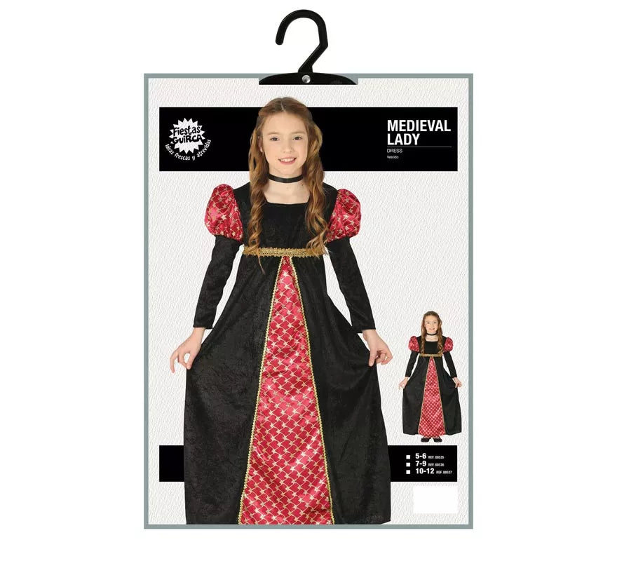 Translation missing: es.Disfraz de Dama Medieval Negra para niña