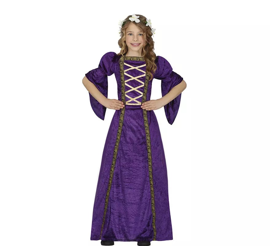 Translation missing: es.Disfraz de Dama Medieval púrpura para niña