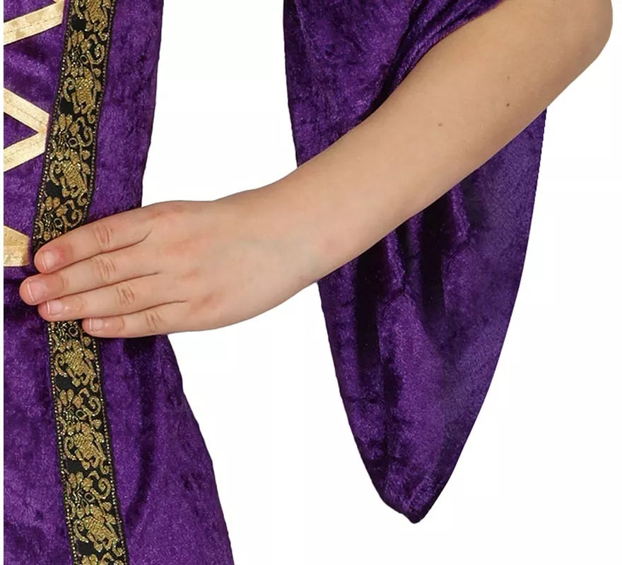 Disfraz de Dama Medieval púrpura para niña
